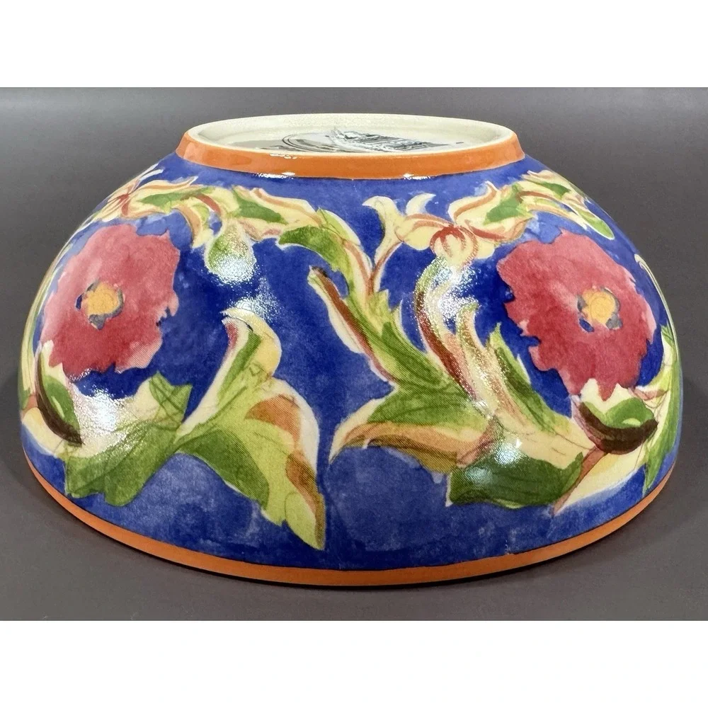 Pfaltzgraff Villa della Luna Fleur Soup Cereal Bowls Set 2 2004 Blue Orange Y2K